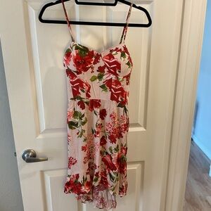 Band of Gypsies small Floral Mini beach sun dress smocking sweetheart adjust